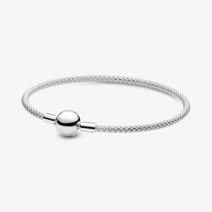 Charms 925 Sterling Solid Silver Bracelet Heart T-Bar Cuff Chain Sparkling Blue Disc Clasp Snake Chain Bracelet Women Jewelry