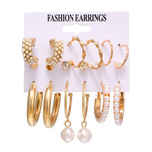 FNIO Women's Earrings Set Pearl Earrings For Women Bohemian Fashion Jewelry 2020 Geometric Crystal Heart Stud Earrings