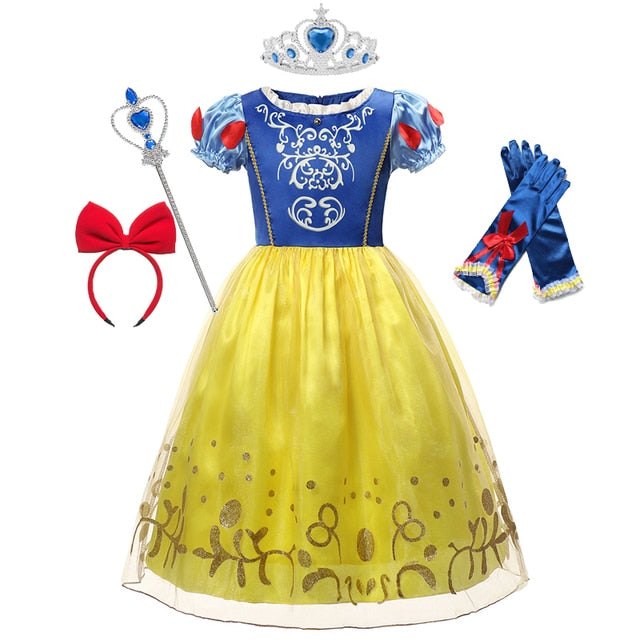 Girls Rapunzel Princess Cosplay Dresses Party Gift Belle Cinderella Aurora Snow White Sofia Mesh Ball Gown Birthday Costume