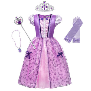 Girls Rapunzel Princess Cosplay Dresses Party Gift Belle Cinderella Aurora Snow White Sofia Mesh Ball Gown Birthday Costume