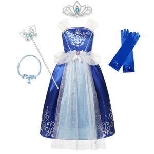 Girls Rapunzel Princess Cosplay Dresses Party Gift Belle Cinderella Aurora Snow White Sofia Mesh Ball Gown Birthday Costume