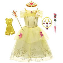 Girls Rapunzel Princess Cosplay Dresses Party Gift Belle Cinderella Aurora Snow White Sofia Mesh Ball Gown Birthday Costume