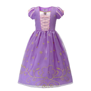 Girls Rapunzel Princess Cosplay Dresses Party Gift Belle Cinderella Aurora Snow White Sofia Mesh Ball Gown Birthday Costume