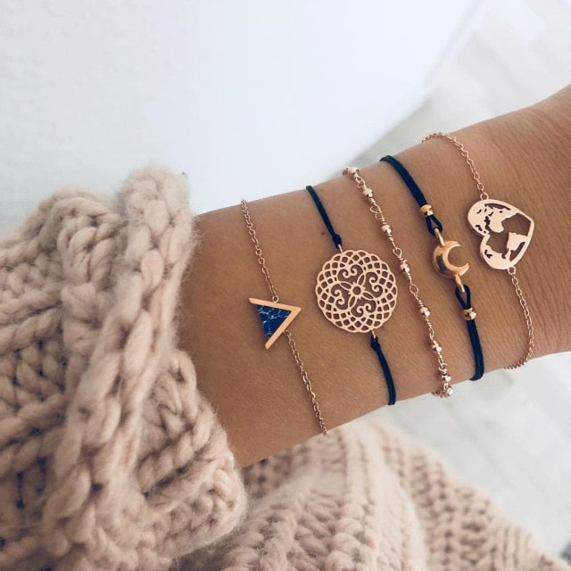 2021 Bohemian Bracelets & Bangles Set Vintage Bead Boho Charm Bracelet For Women Jewelry Accessories Pulseras Mujer Bijoux Femme