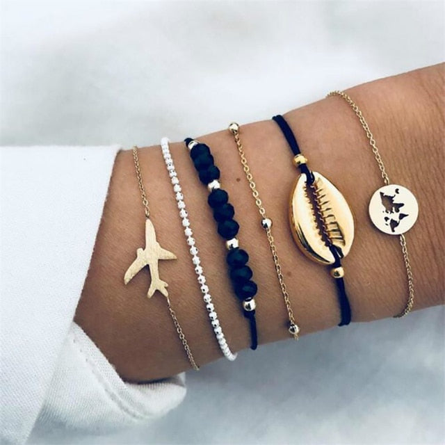 2021 Bohemian Bracelets & Bangles Set Vintage Bead Boho Charm Bracelet For Women Jewelry Accessories Pulseras Mujer Bijoux Femme