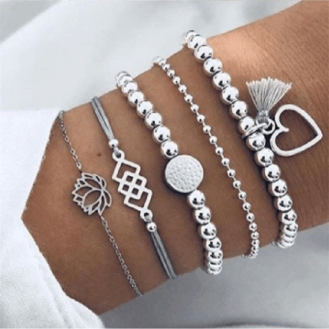 2021 Bohemian Bracelets & Bangles Set Vintage Bead Boho Charm Bracelet For Women Jewelry Accessories Pulseras Mujer Bijoux Femme