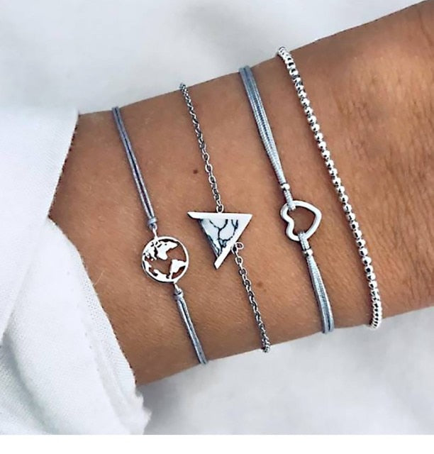 2021 Bohemian Bracelets & Bangles Set Vintage Bead Boho Charm Bracelet For Women Jewelry Accessories Pulseras Mujer Bijoux Femme