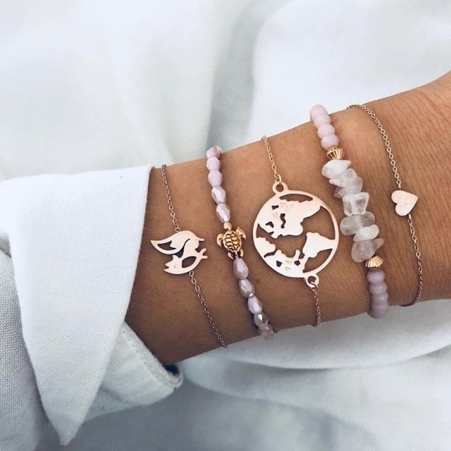2021 Bohemian Bracelets & Bangles Set Vintage Bead Boho Charm Bracelet For Women Jewelry Accessories Pulseras Mujer Bijoux Femme