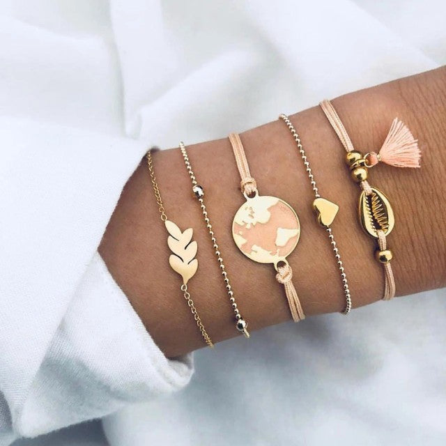 2021 Bohemian Bracelets & Bangles Set Vintage Bead Boho Charm Bracelet For Women Jewelry Accessories Pulseras Mujer Bijoux Femme