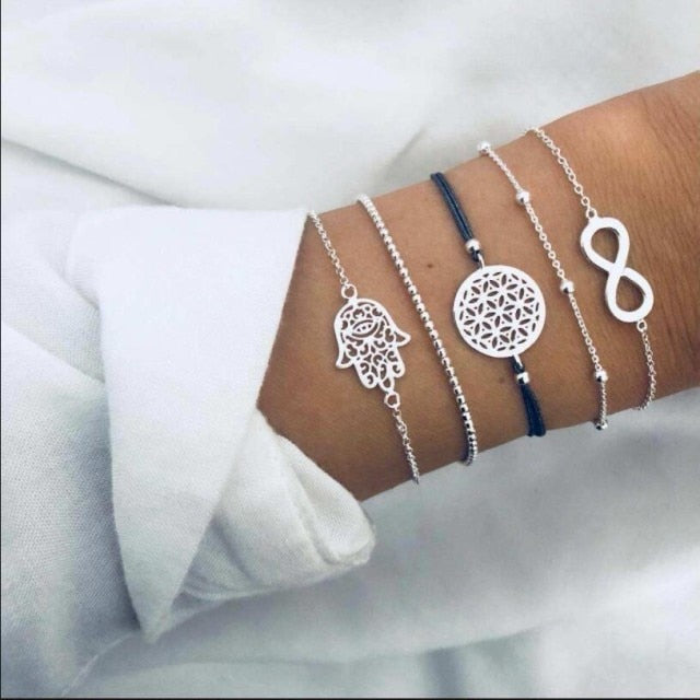 2021 Bohemian Bracelets & Bangles Set Vintage Bead Boho Charm Bracelet For Women Jewelry Accessories Pulseras Mujer Bijoux Femme
