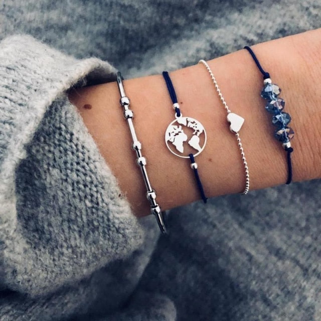 2021 Bohemian Bracelets & Bangles Set Vintage Bead Boho Charm Bracelet For Women Jewelry Accessories Pulseras Mujer Bijoux Femme