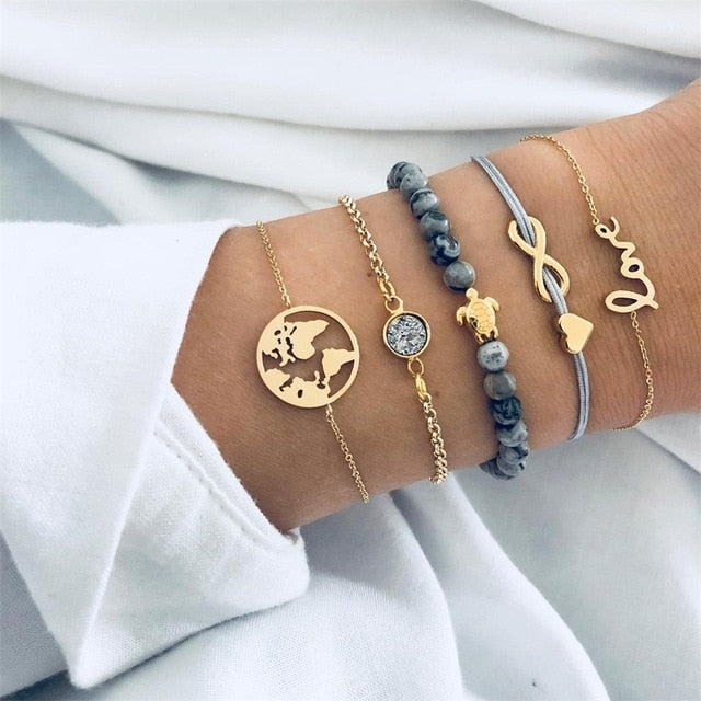 2021 Bohemian Bracelets & Bangles Set Vintage Bead Boho Charm Bracelet For Women Jewelry Accessories Pulseras Mujer Bijoux Femme