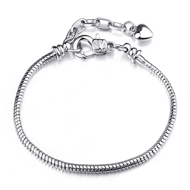 Boosbiy Silver Plated Cute Owl Snake Chain Charm Bracelet For Women Fashion Brand Bracelets DIY Jewelry Gift Making