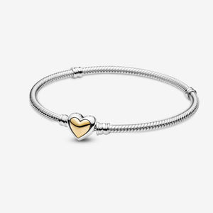 Charms 925 Sterling Solid Silver Bracelet Heart T-Bar Cuff Chain Sparkling Blue Disc Clasp Snake Chain Bracelet Women Jewelry