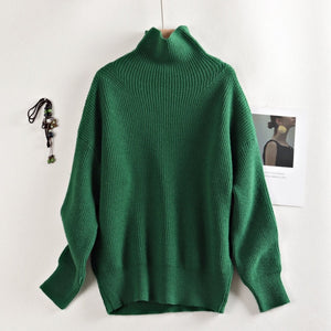 MASTGOU Wool Women's Sweater Autumn Winter Warm Turtlenecks Casual Loose Oversized Lady Sweaters Knitted Pullover Top Pull Femme