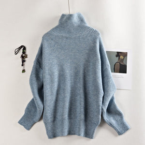 MASTGOU Wool Women's Sweater Autumn Winter Warm Turtlenecks Casual Loose Oversized Lady Sweaters Knitted Pullover Top Pull Femme