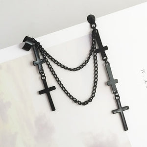 Korea Style Harajuku Punk Cool Egirl Girl Cross Chain Pendant Earrings For Women Men Bff Street Hip Hop Jewelry Gift