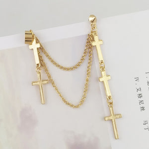 Korea Style Harajuku Punk Cool Egirl Girl Cross Chain Pendant Earrings For Women Men Bff Street Hip Hop Jewelry Gift