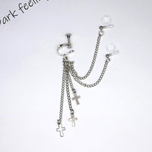 Korea Style Harajuku Punk Cool Egirl Girl Cross Chain Pendant Earrings For Women Men Bff Street Hip Hop Jewelry Gift