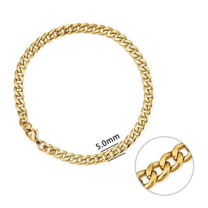 Jiayiqi 3-11 mm Men Chain Bracelet Stainless Steel Curb Cuban Link Chain Bangle for Male Women Hiphop Trendy Wrist Jewelry Gift