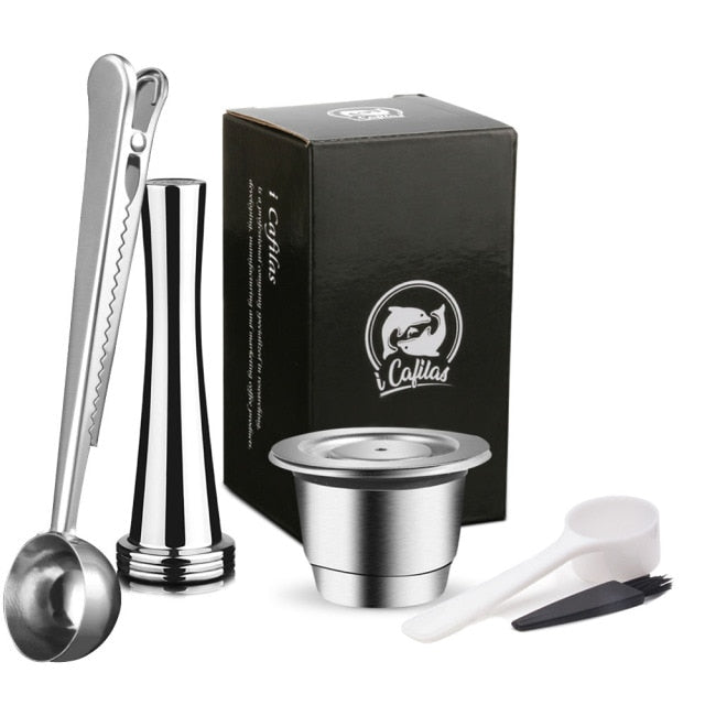 ICafilas Refillable Stainless Steel Espresso Coffee Maker Capsule For Nespresso Machine Reusable Filter Coffee Pods