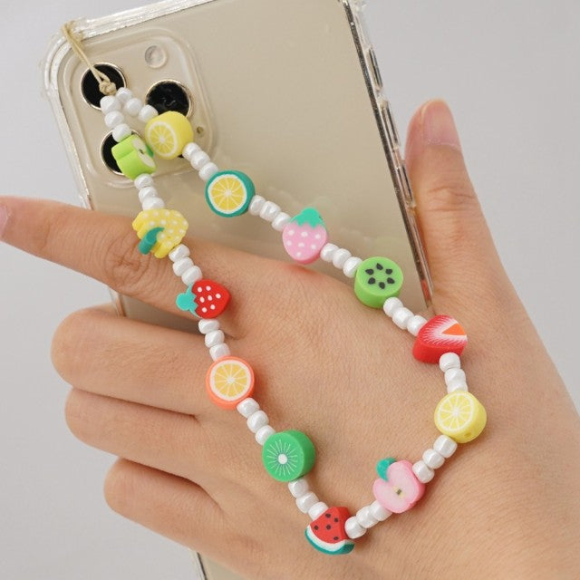 Shinus Phone Chain Lanyard Beads Mobile Phone Heishi Disc Crystal Beaded Cell Phone Chains 2021 LOVE Letter String Wristband