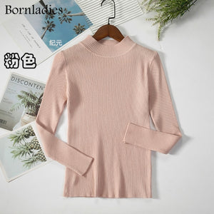 Bornladies Autumn Winter Basic Turtleneck Knitting Bottoming Warm Sweaters 2021 Women's Pullovers Solid Minimalist Cheap Tops