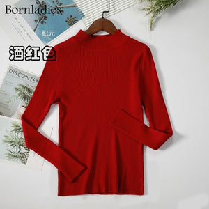 Bornladies Autumn Winter Basic Turtleneck Knitting Bottoming Warm Sweaters 2021 Women's Pullovers Solid Minimalist Cheap Tops