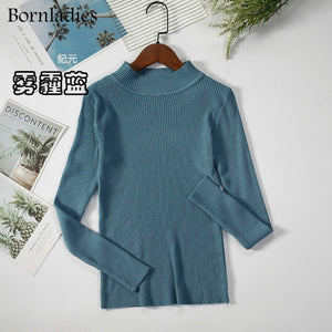 Bornladies Autumn Winter Basic Turtleneck Knitting Bottoming Warm Sweaters 2021 Women's Pullovers Solid Minimalist Cheap Tops