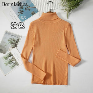 Bornladies 2021 Basic Turtleneck Women Sweaters Autumn Winter Tops Slim Women Pullover Knitted Sweater Jumper Soft Warm Pull