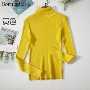 Bornladies 2021 Basic Turtleneck Women Sweaters Autumn Winter Tops Slim Women Pullover Knitted Sweater Jumper Soft Warm Pull