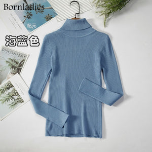 Bornladies 2021 Basic Turtleneck Women Sweaters Autumn Winter Tops Slim Women Pullover Knitted Sweater Jumper Soft Warm Pull