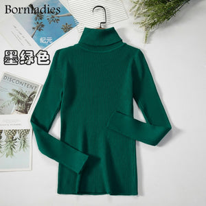 Bornladies 2021 Basic Turtleneck Women Sweaters Autumn Winter Tops Slim Women Pullover Knitted Sweater Jumper Soft Warm Pull