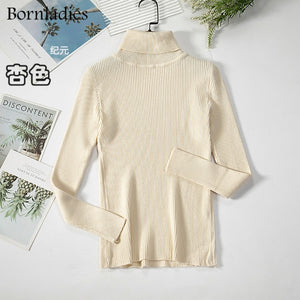 Bornladies 2021 Basic Turtleneck Women Sweaters Autumn Winter Tops Slim Women Pullover Knitted Sweater Jumper Soft Warm Pull