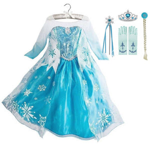 Disney Princess Party Dress up for Girls Halloween Frozen Elsa Jasmine Rapunzel Costume Kids Christmas Clothing Birthday Gift