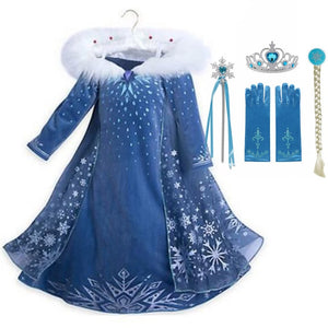 Disney Princess Party Dress up for Girls Halloween Frozen Elsa Jasmine Rapunzel Costume Kids Christmas Clothing Birthday Gift