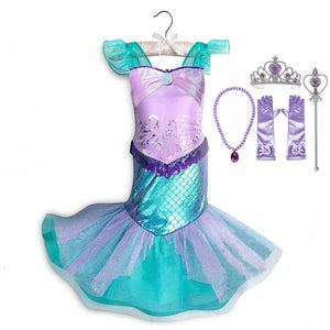 Disney Princess Party Dress up for Girls Halloween Frozen Elsa Jasmine Rapunzel Costume Kids Christmas Clothing Birthday Gift