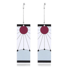 Fashion Acrylic Tanjiro Earrings Demon Slayer Earrings Anime Cosplay Props Hanafuda Drop Long Earrings for Women Jewelry