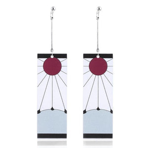 Fashion Acrylic Tanjiro Earrings Demon Slayer Earrings Anime Cosplay Props Hanafuda Drop Long Earrings for Women Jewelry