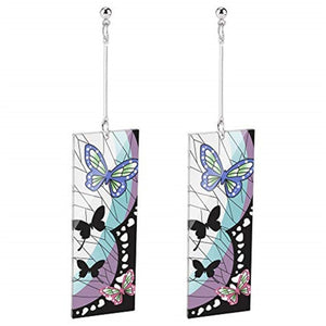 Fashion Acrylic Tanjiro Earrings Demon Slayer Earrings Anime Cosplay Props Hanafuda Drop Long Earrings for Women Jewelry