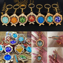 Game Genshin Impact Vision Lnazuma Ganyu Keqing Wendi Xiao Keychain Luminous 7 Element Weapons Eye Of Original God Toy KeyRing