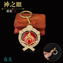 Game Genshin Impact Vision Lnazuma Ganyu Keqing Wendi Xiao Keychain Luminous 7 Element Weapons Eye Of Original God Toy KeyRing