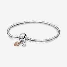 Charms 925 Sterling Solid Silver Bracelet Heart T-Bar Cuff Chain Sparkling Blue Disc Clasp Snake Chain Bracelet Women Jewelry