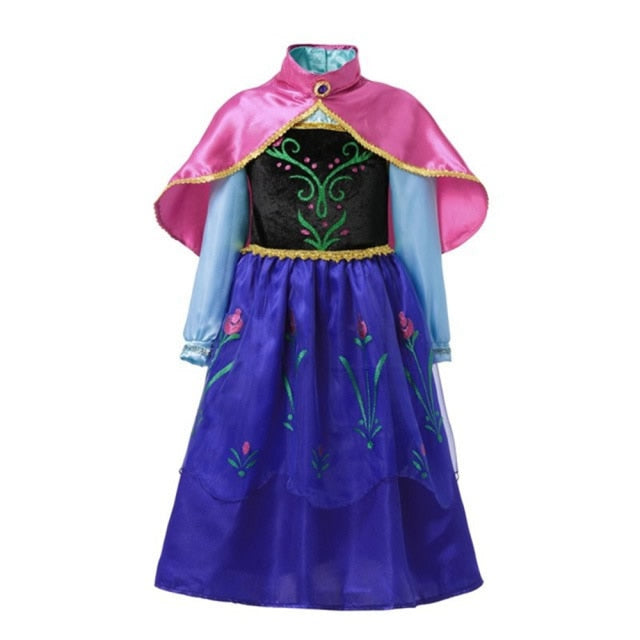 Frozen 1&2 Anna Elsa Princess Dress For Girl Birthday Party Tulle Prom Gown Kids Christmas Cosplay Snow Queen Coronation Costume