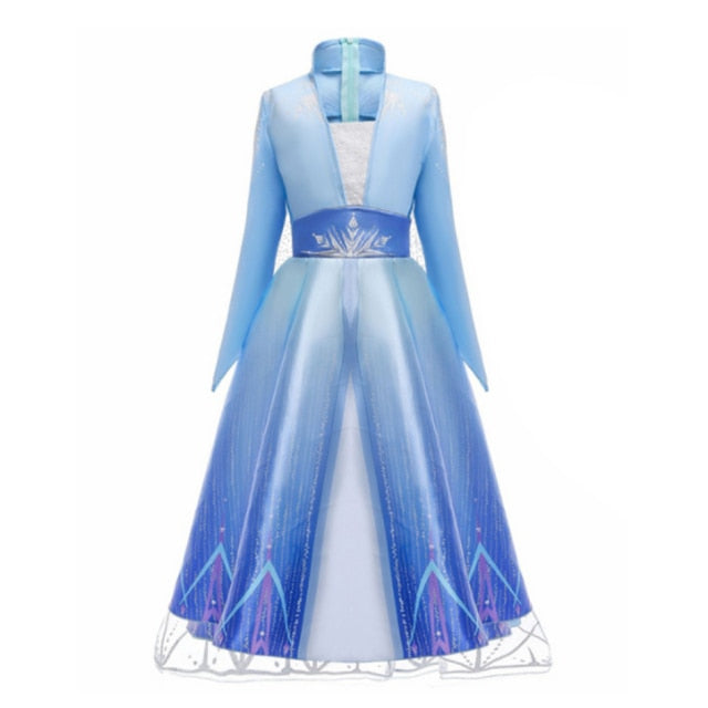 Frozen 1&2 Anna Elsa Princess Dress For Girl Birthday Party Tulle Prom Gown Kids Christmas Cosplay Snow Queen Coronation Costume