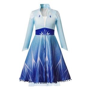 Disney Princess Elsa Winter Dress Girls Long Sleeve Frozen 2 Halloween Costume Children Cinderella Rapunzel Tiana Mulan Cosplay