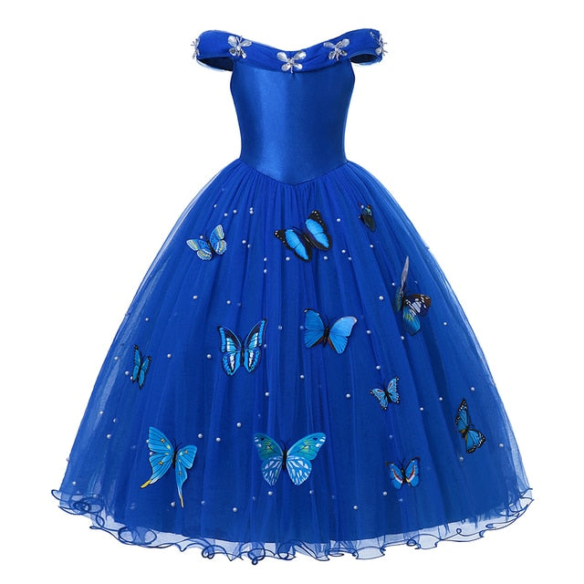 Disney Princess Elsa Winter Dress Girls Long Sleeve Frozen 2 Halloween Costume Children Cinderella Rapunzel Tiana Mulan Cosplay