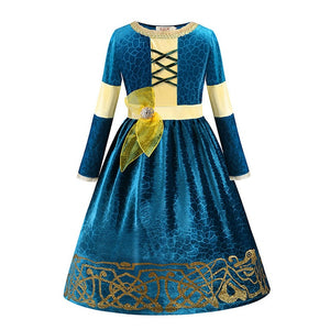 Disney Princess Elsa Winter Dress Girls Long Sleeve Frozen 2 Halloween Costume Children Cinderella Rapunzel Tiana Mulan Cosplay