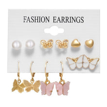 FNIO Women's Earrings Set Pearl Earrings For Women Bohemian Fashion Jewelry 2020 Geometric Crystal Heart Stud Earrings