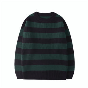 Autumn Winter Knitted Striped Sweater Women Casual Oversized Pullovers Sweaters Loose Warm Jumper Streetwear Teen Knitwear